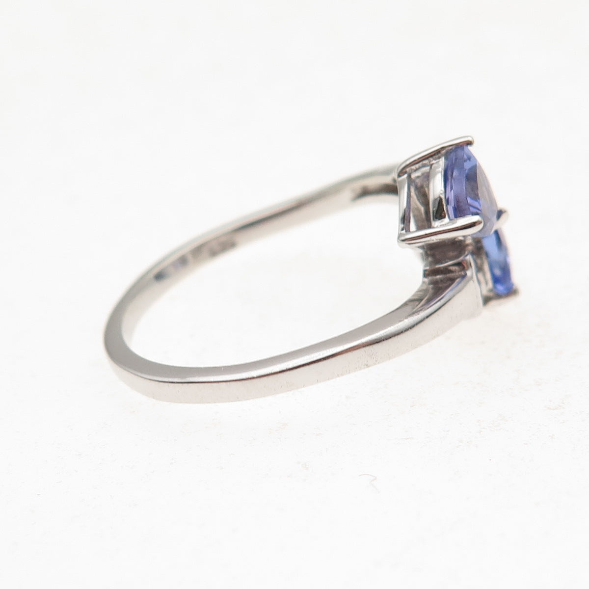 Chuck Clemency 925 Sterling Silver Real Tanzanite Bypass Ring Size 7.25