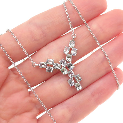 Chuck Clemency 925 Sterling Silver Real Tanzanite Cable Chain Necklace 18"