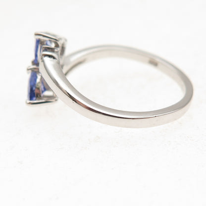Chuck Clemency 925 Sterling Silver Real Tanzanite & White Topaz Ring Size 8