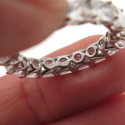 925 Sterling Silver Princess-Cut C Z Eternity Band Ring Size 7.5