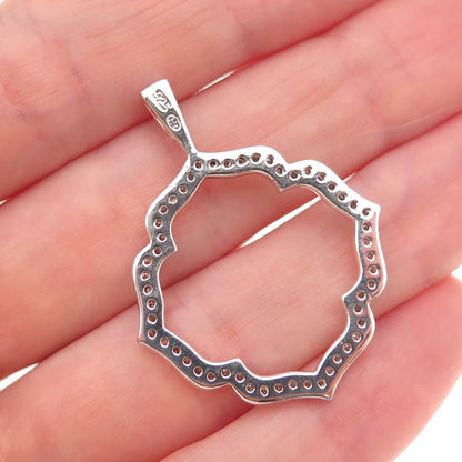 Heng Ngai 925 Sterling Silver Real Round-Cut Diamond Floral Charm Pendant