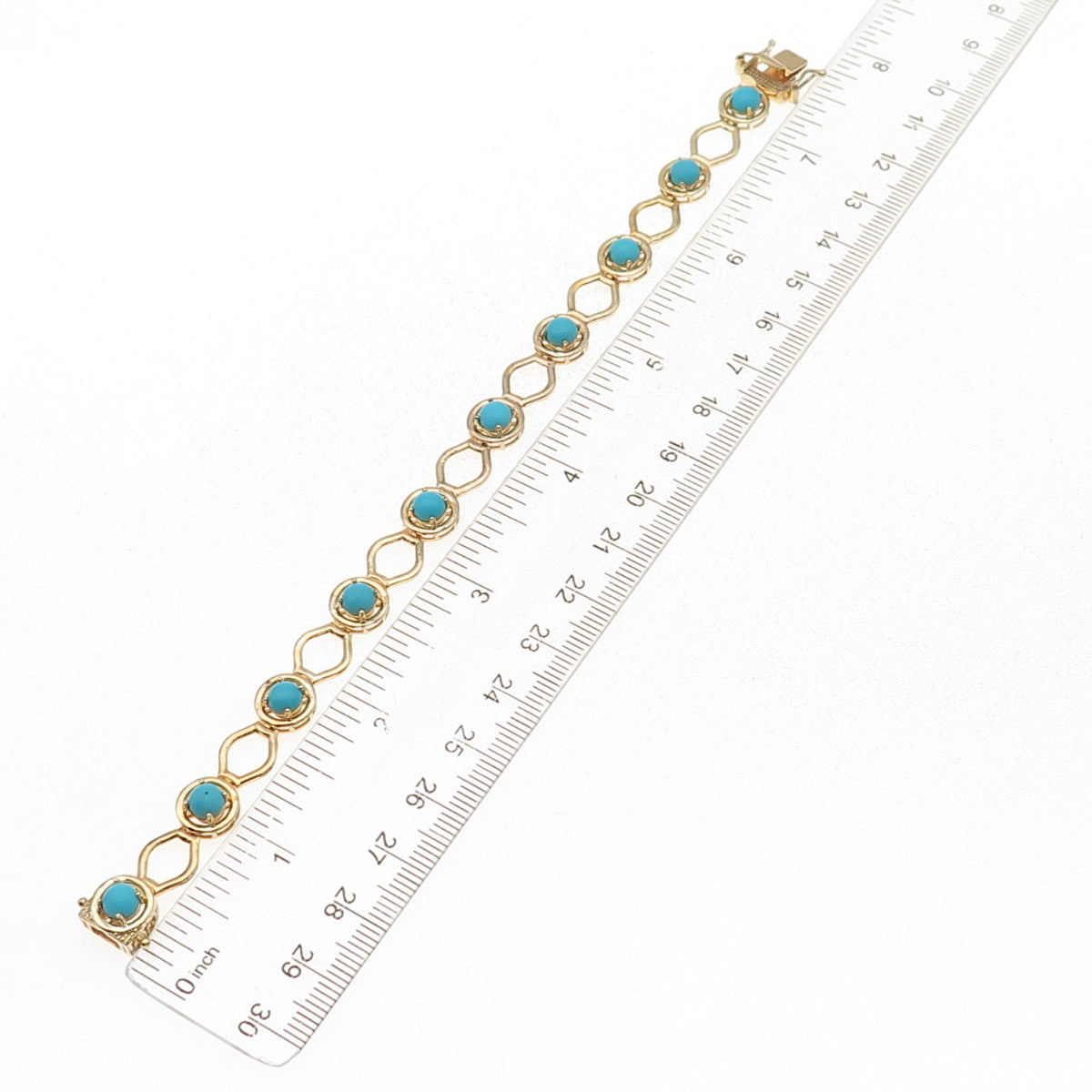 D'Joy Sterling Silver Gold Plated Real Sleeping Beauty Turquoise Bracelet 7.5"