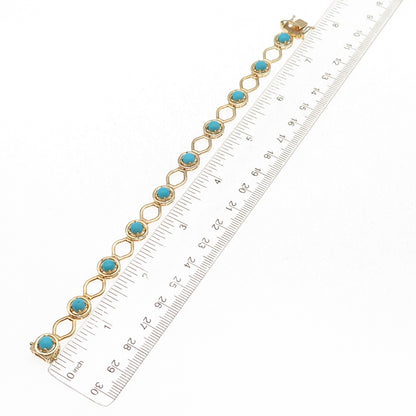 D'Joy Sterling Silver Gold Plated Real Sleeping Beauty Turquoise Bracelet 7.5"