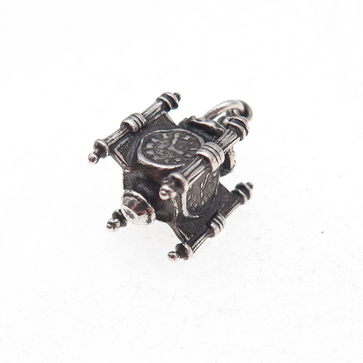 925 Sterling Vintage Marshall Field's Department Store Clock Chicago 3D Pendant