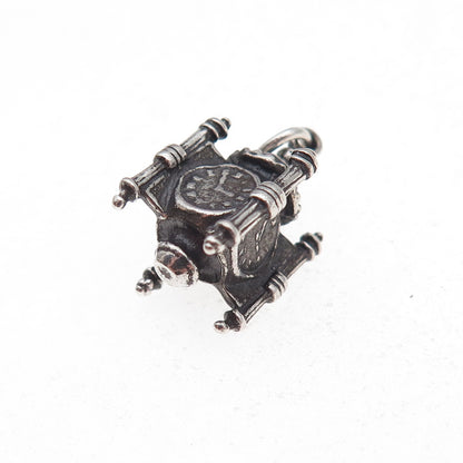 925 Sterling Vintage Marshall Field's Department Store Clock Chicago 3D Pendant