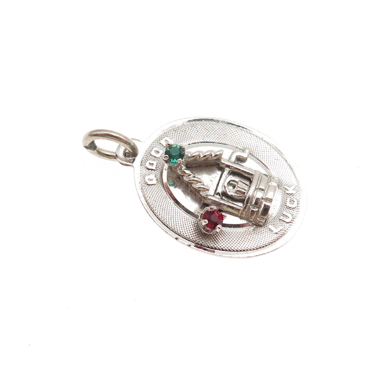 Town & Country Sterling Silver Vintage Rhinestone Good Luck Well Charm Pendant