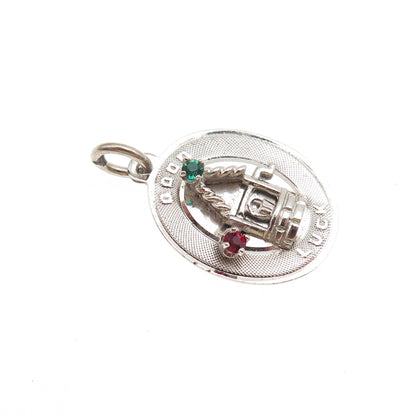 Town & Country Sterling Silver Vintage Rhinestone Good Luck Well Charm Pendant