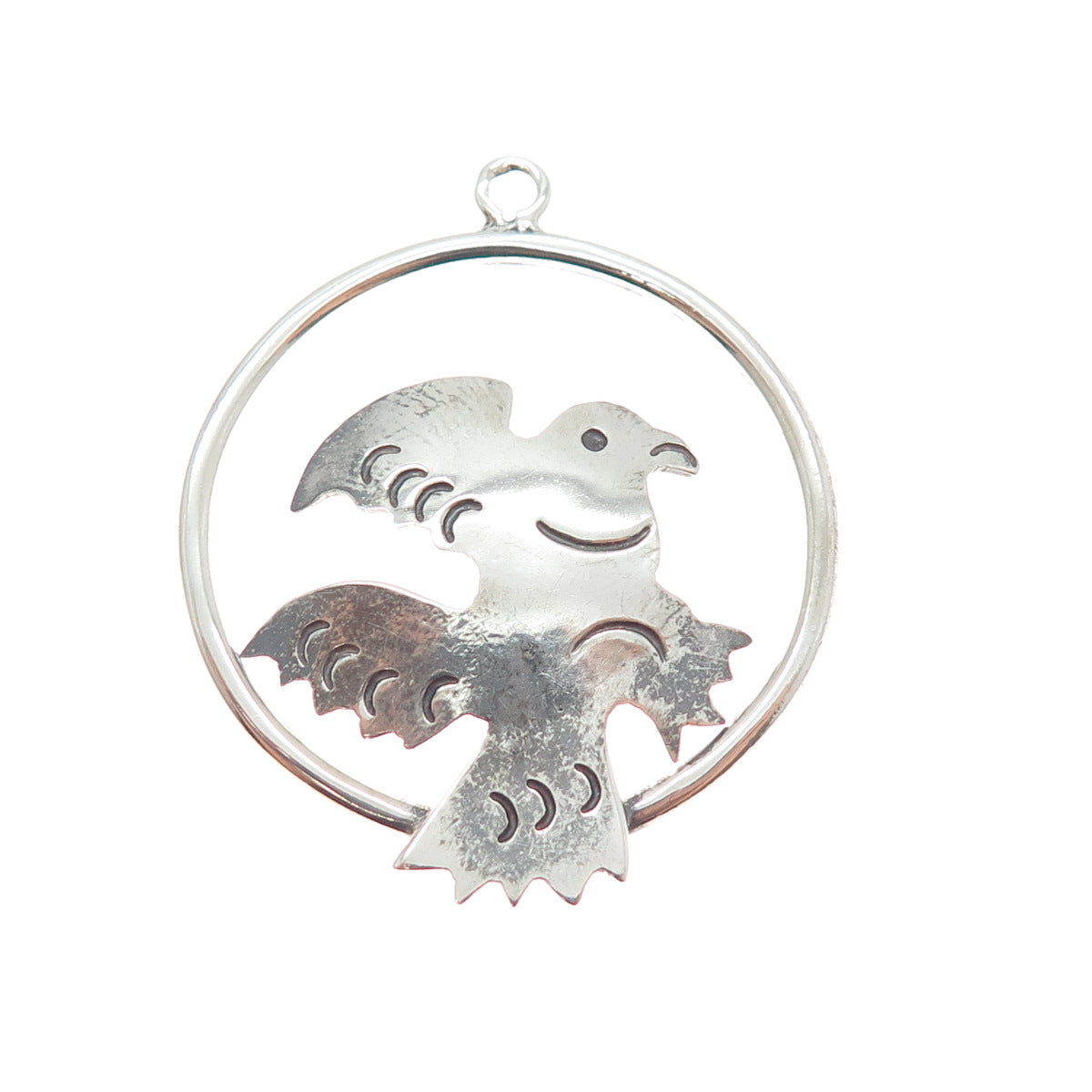 925 Sterling Silver Vintage Mexico Eagle Bird Oxidized Charm Pendant