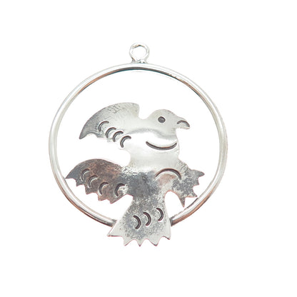 925 Sterling Silver Vintage Mexico Eagle Bird Oxidized Charm Pendant