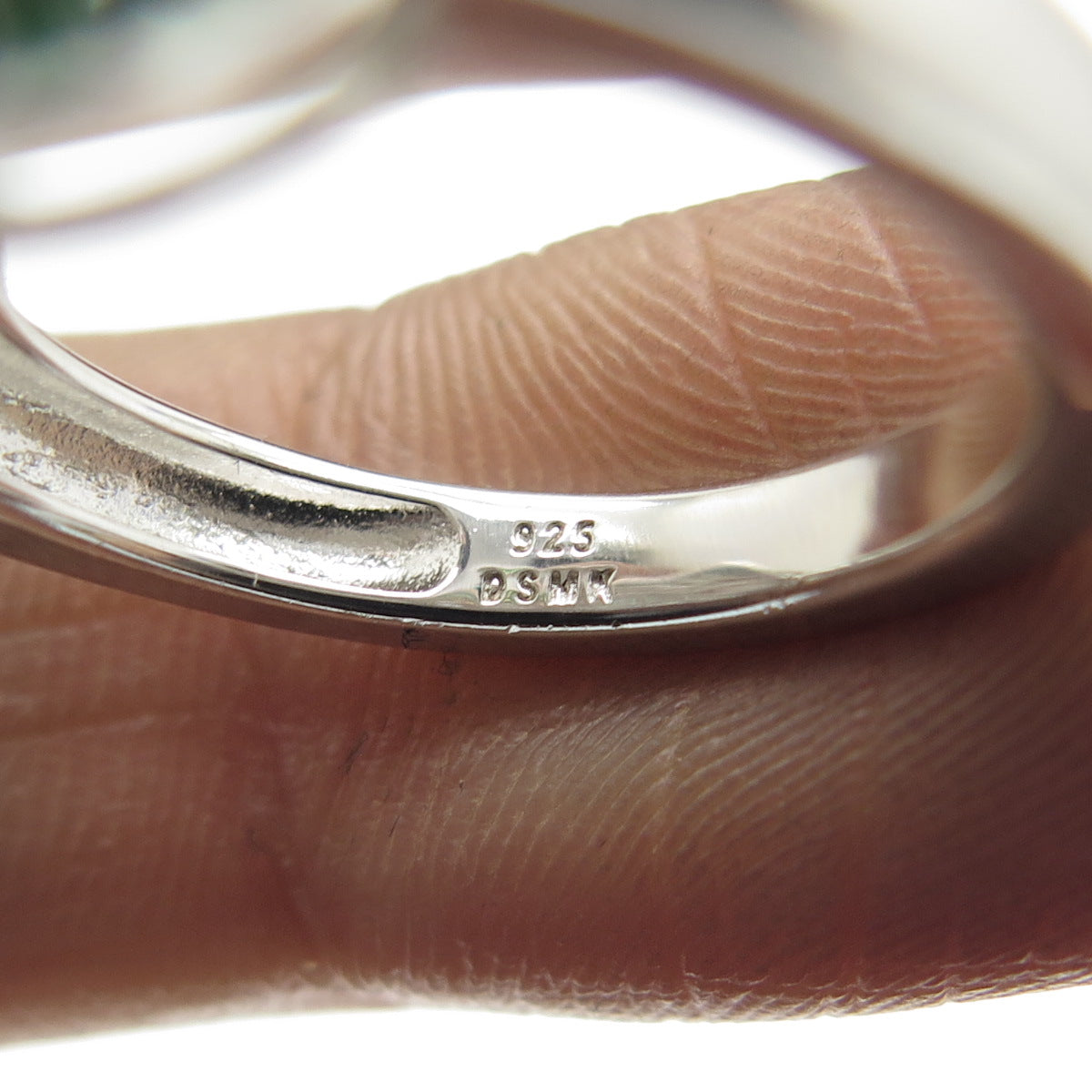 DSMK 925 Sterling Silver Real Opal White Topaz & Chrome Diopside Ring Size 7.25