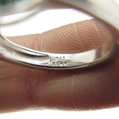 DSMK 925 Sterling Silver Real Opal White Topaz & Chrome Diopside Ring Size 7.25