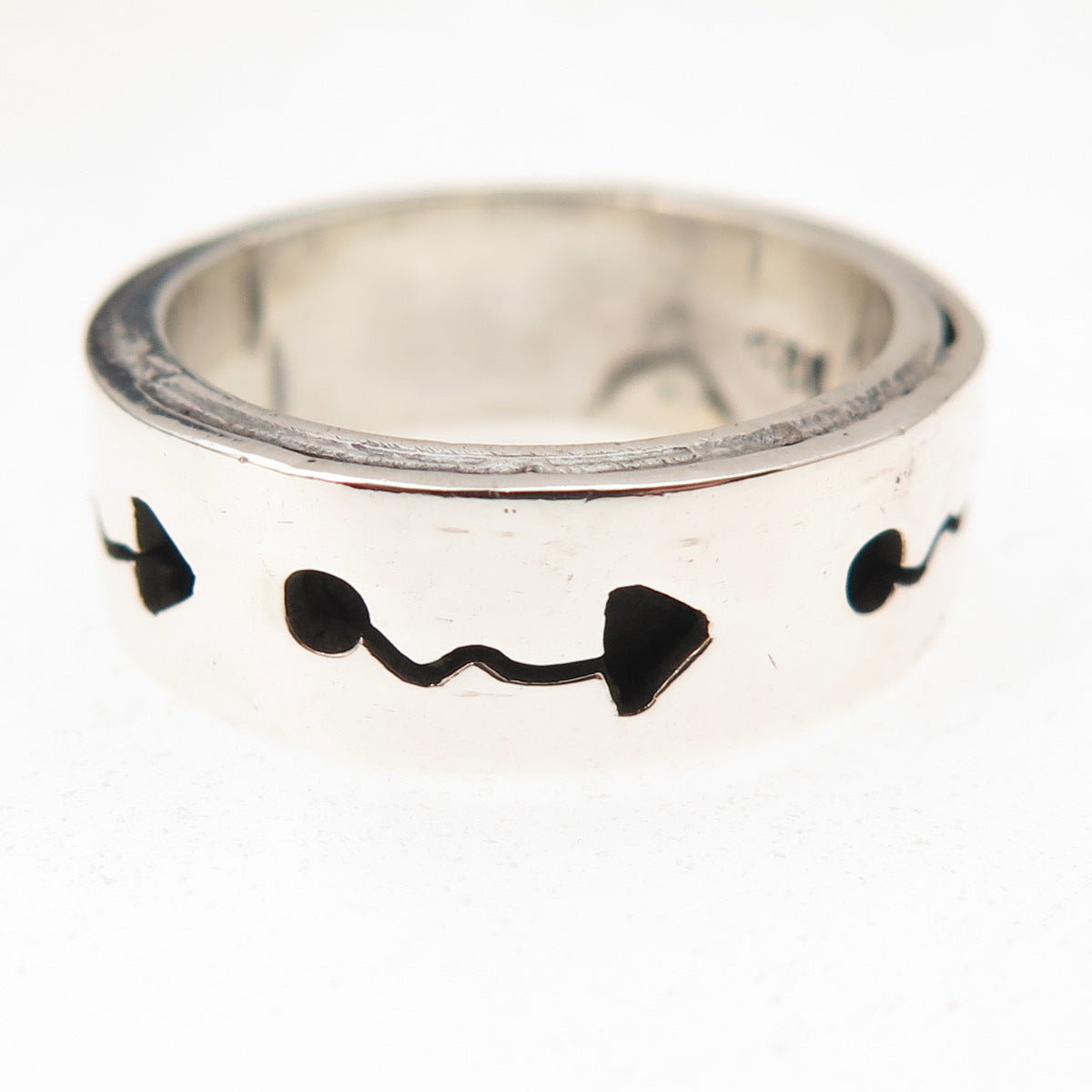 925 Sterling Silver Vintage Mexico Arrow Oxidized Band Ring Size 7.5