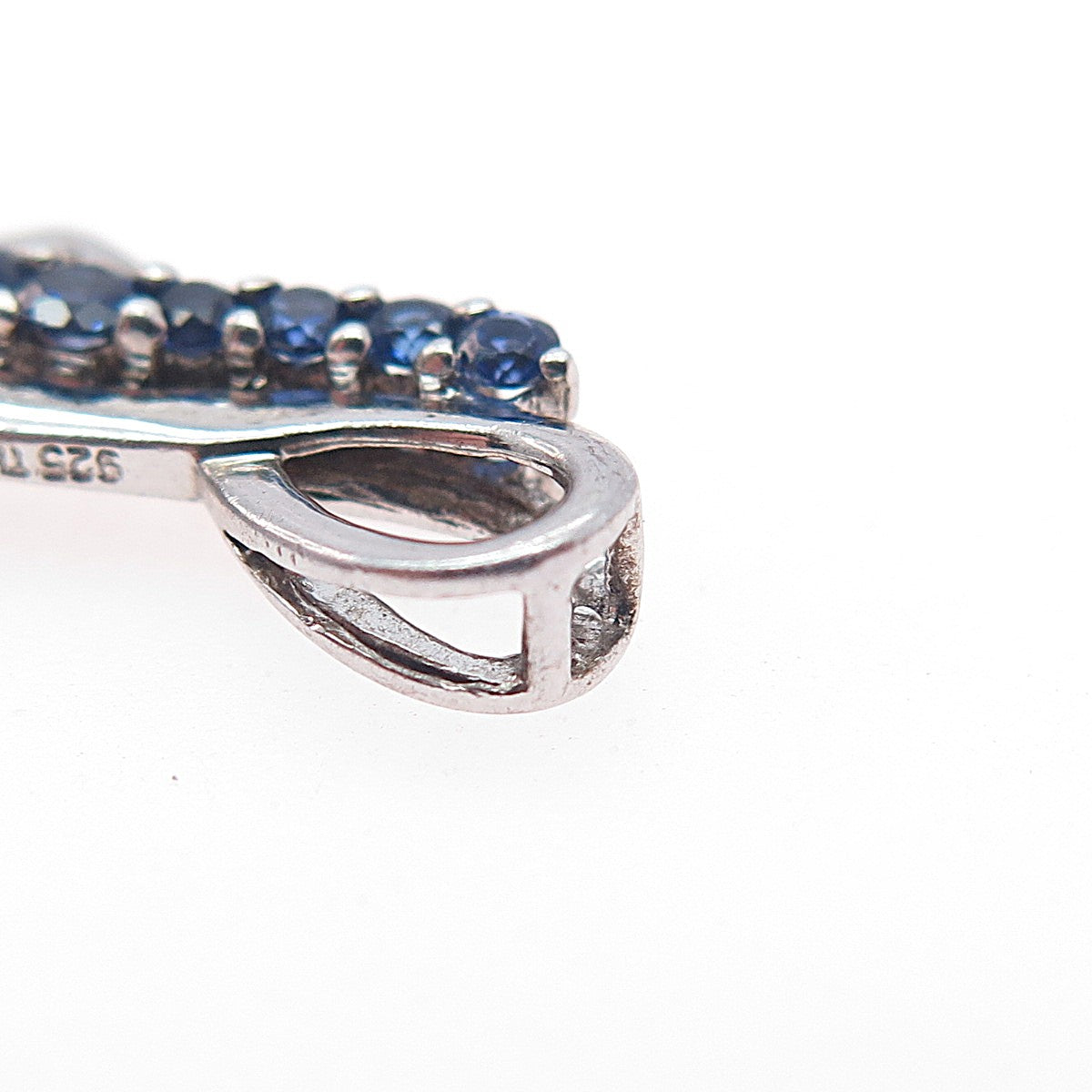 925 Sterling Real Topaz & Lab-Created Sapphire Dual Sided Ribbon Slide Pendant