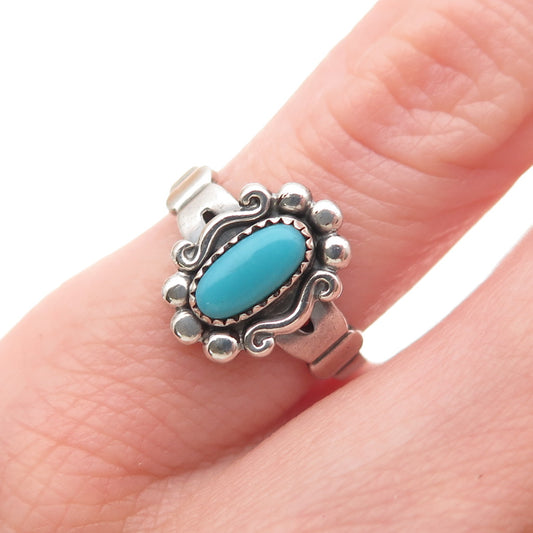 Bell Trading Post Old Pawn 925 Sterling Silver Vintage Turquoise Ring Size 4.5