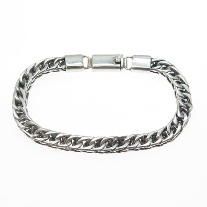 925 Sterling Silver Vintage Double Curb Oxidized Link Bracelet 7"