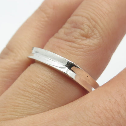 925 Sterling Silver Vintage Concave Square Ring Size 6.25