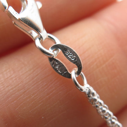 925 Sterling Silver Italy Dolphin Popcorn Chain Necklace 18"