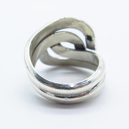 925 Sterling Silver Vintage Modernist Ring Size 7.5