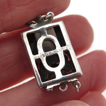 925 Sterling Silver Antique Art Deco Real Marcasite Bracelet / Necklace Box Lock