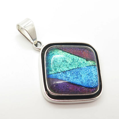 925 Sterling Silver Vintage Mexico Roman Glass Pendant