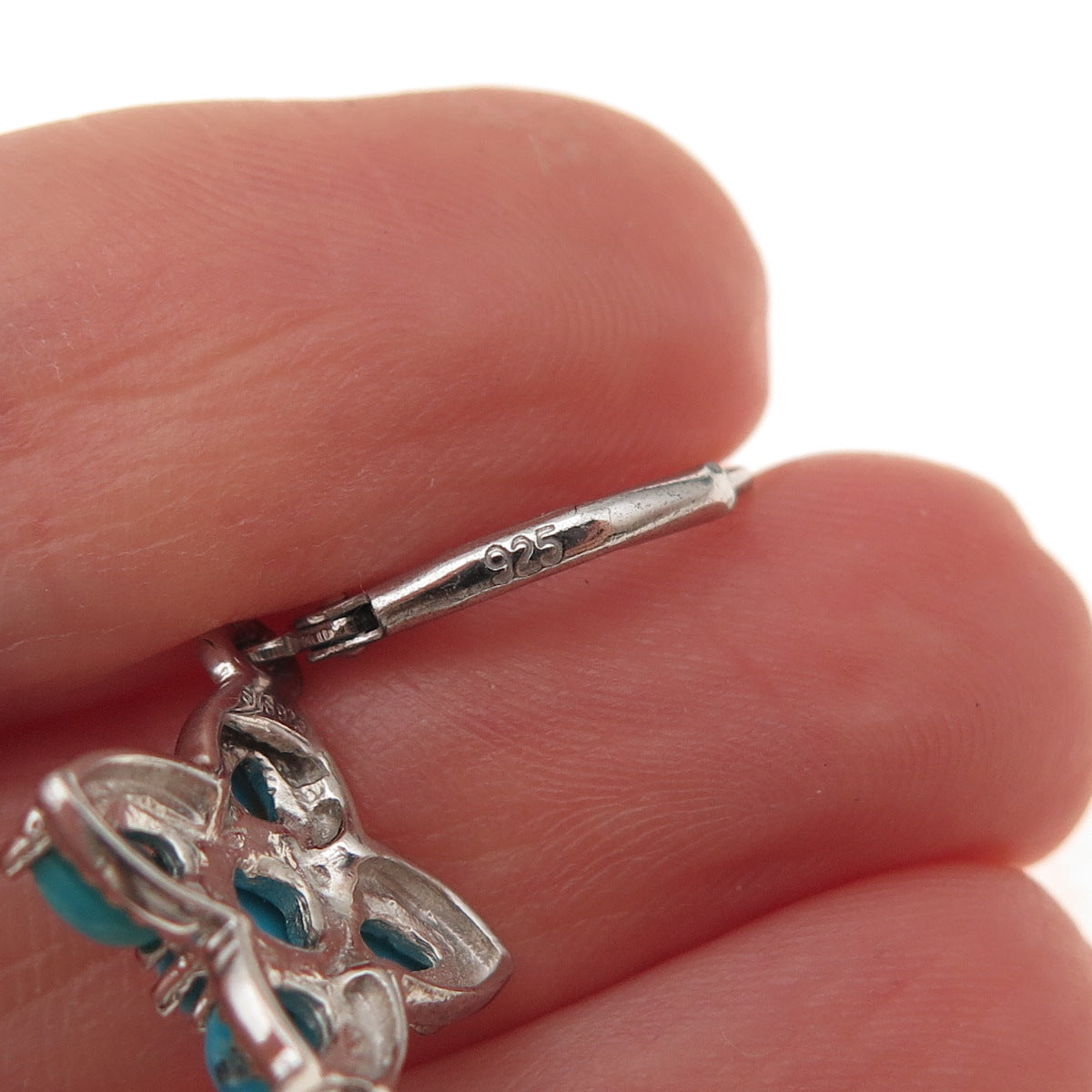 Chuck Clemency 925 Sterling Sleeping Beauty Turquoise White Topaz Cross Earrings