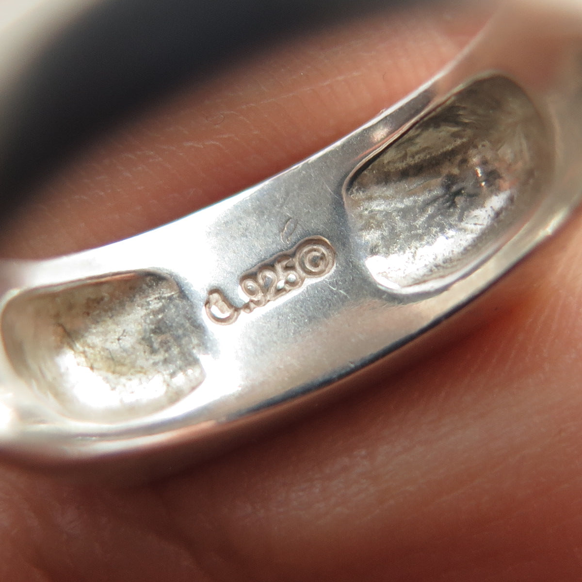 CAROLYN POLLACK Sterling Silver Vintage Turquoise Lapis Onyx & MOP Ring Size 6.5