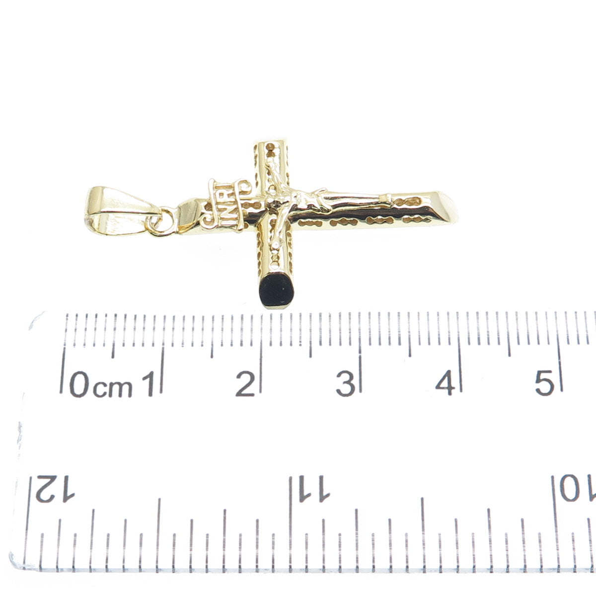 925 Sterling Silver Gold Plated Crucifix Cross Religious Pendant