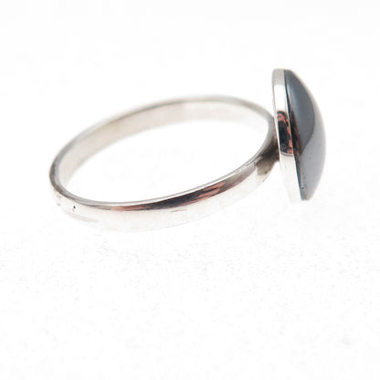 925 Sterling Silver Vintage Real Cabochon Hematite Ring Size 5.75