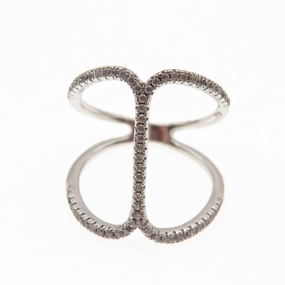 925 Sterling Silver Round-Cut C Z Hug Ring Size 7
