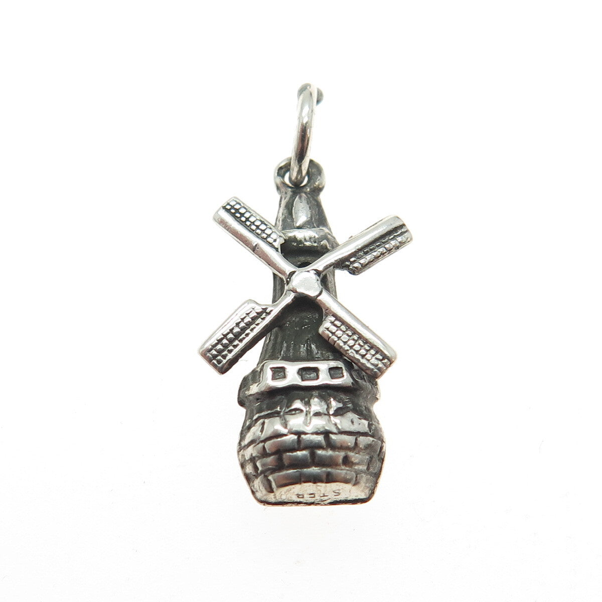 925 Sterling Silver Antique Windmill 3D Charm Pendant