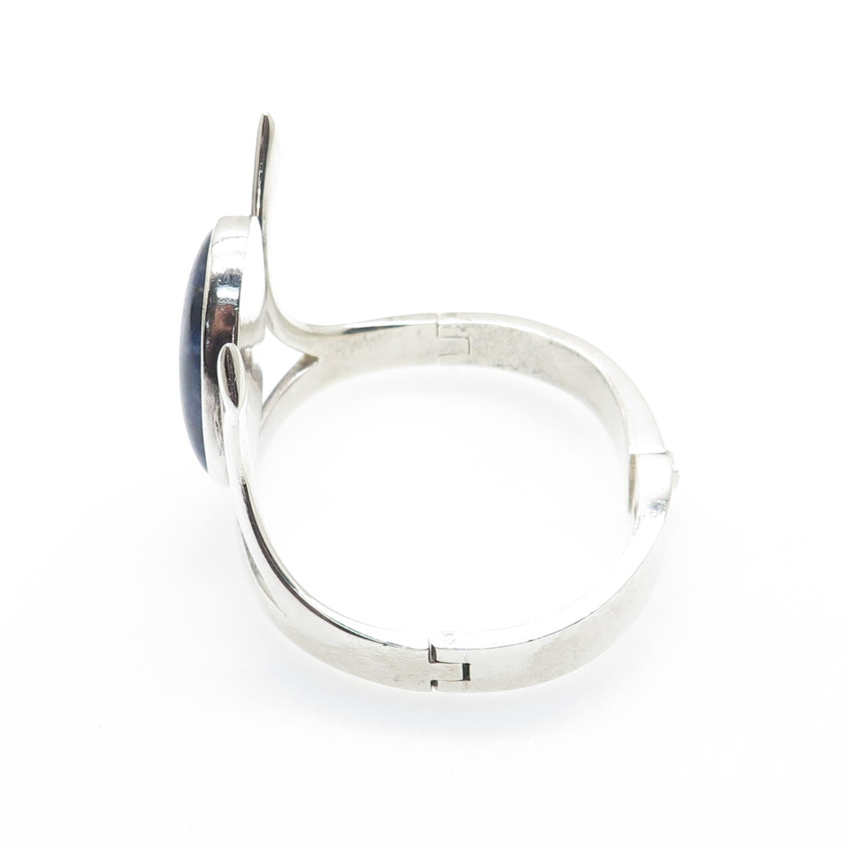 925 Sterling Silver Vintage Real Sodalite Modernist Heavy 77.9g Bracelet 6.75"