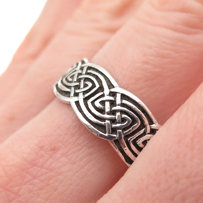Peter Stone 925 Sterling Silver Vintage Celtic Knot Oxidized Ring Size 10.75