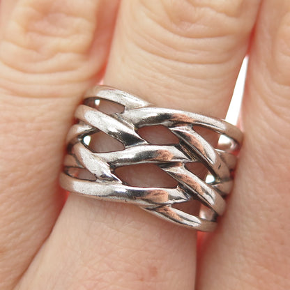 950 Silver Vintage Crisscross Ring Size 7.25