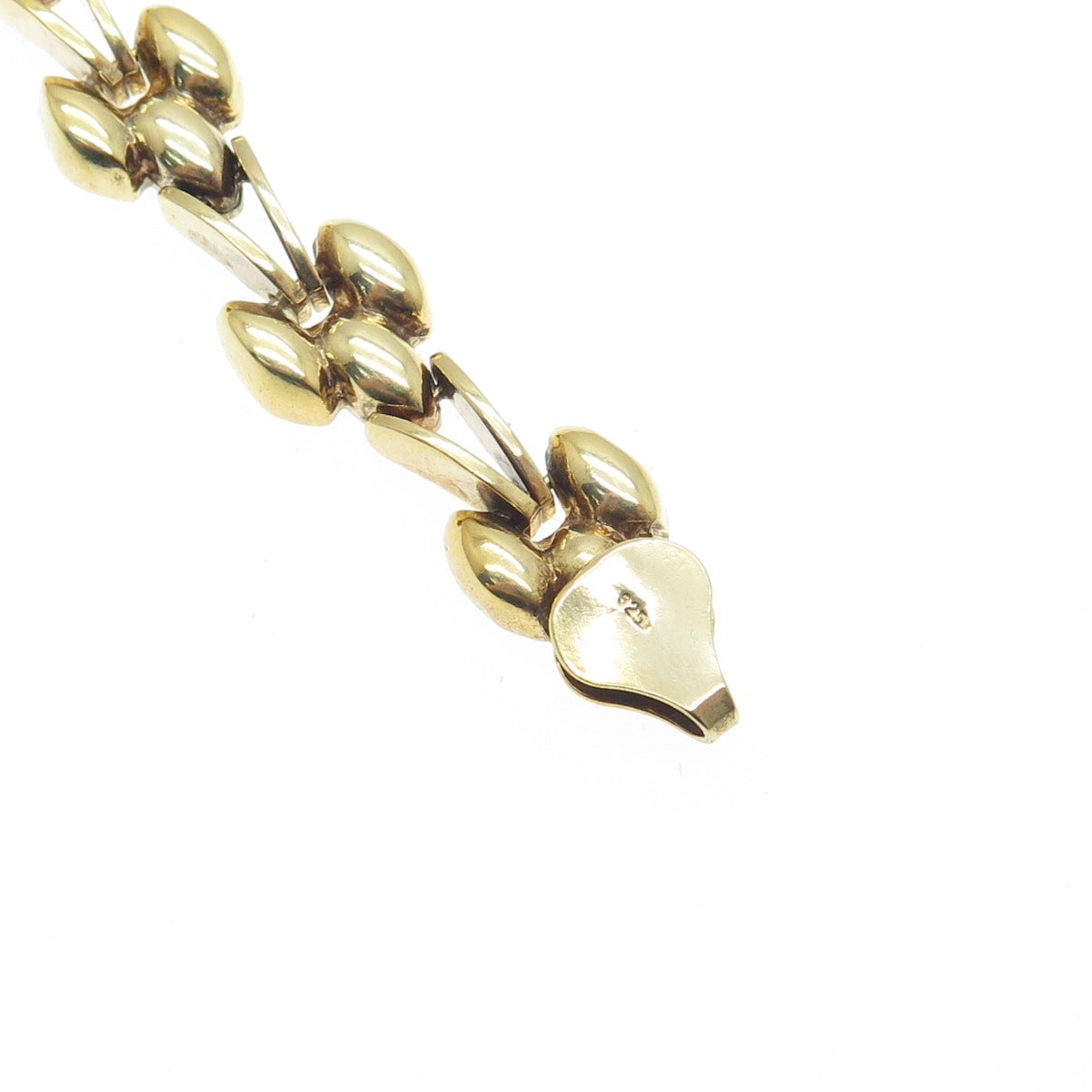 925 Sterling Silver Gold Plated Italy Marquise-Shaped Link Bracelet 7"