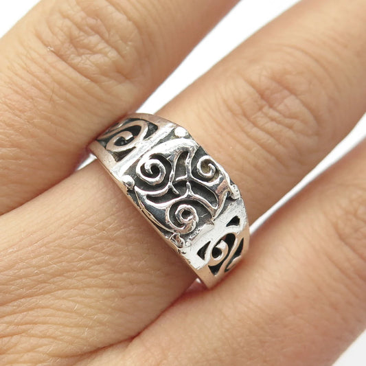 925 Sterling Silver Vintage Ornate Ring Size 9.75