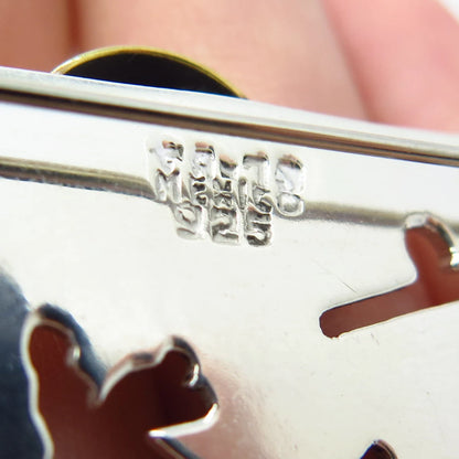 925 Sterling Silver 2-Tone Vintage Mexico Modernist Pin Brooch