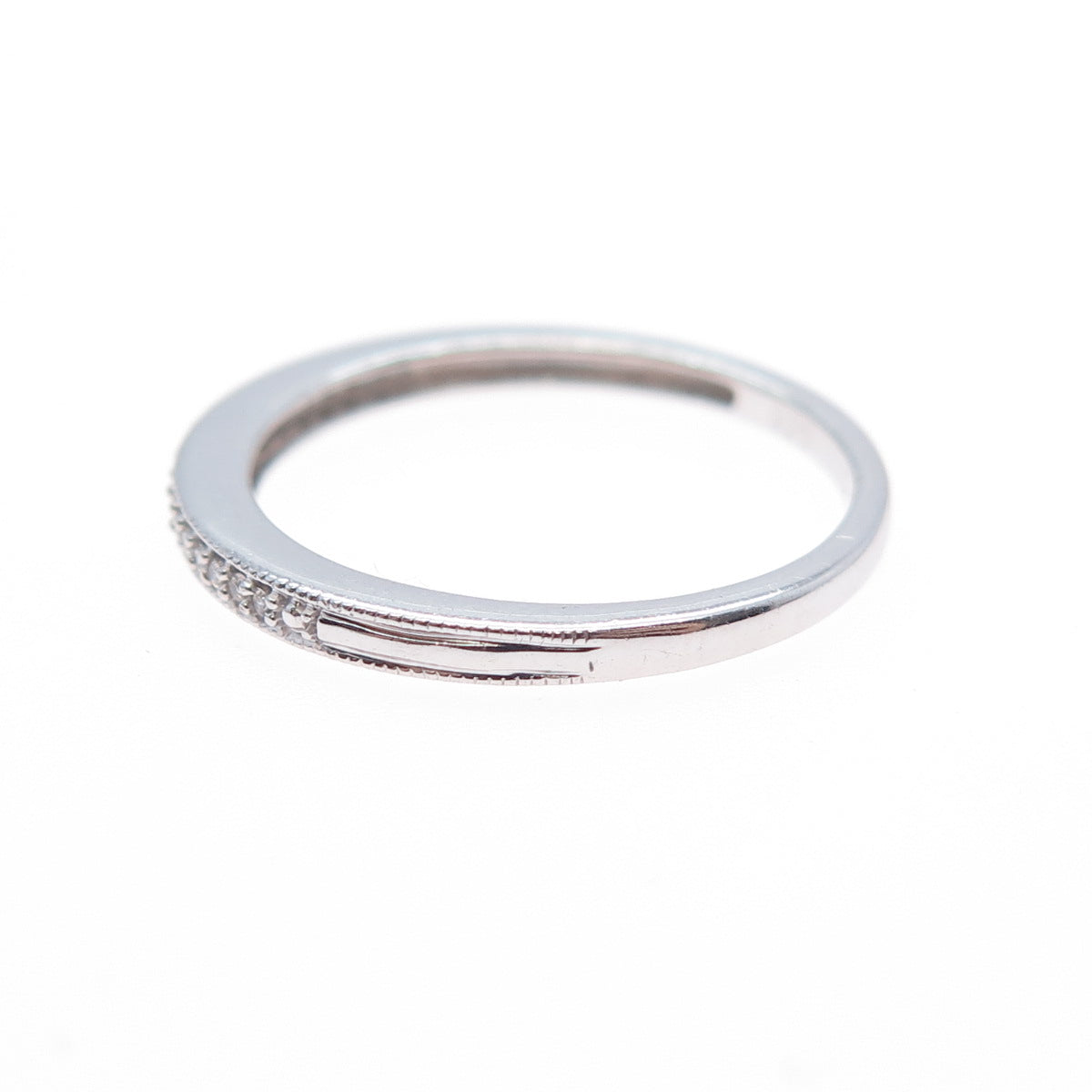 925 Sterling Silver Round-Cut C Z Half Eternity Band Ring Size 7.25