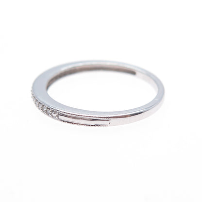 925 Sterling Silver Round-Cut C Z Half Eternity Band Ring Size 7.25