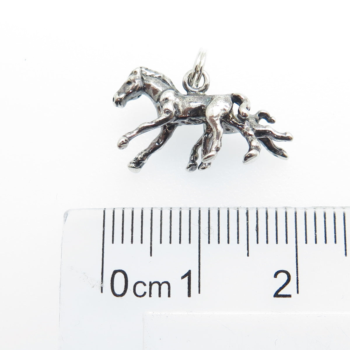 925 Sterling Silver Vintage Frisky Horse & Foal 3D Charm Pendant