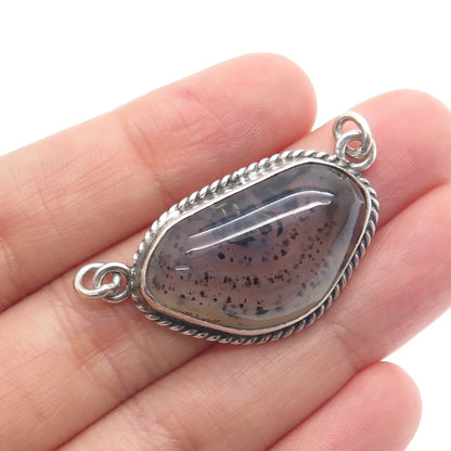 925 Sterling Silver Vintage Real Agate Centerpiece Pendant