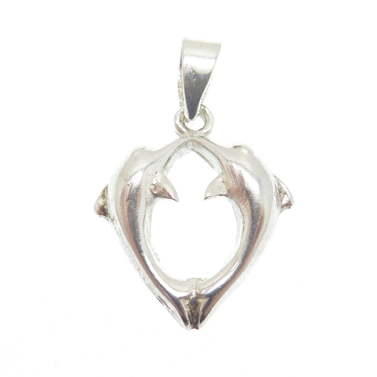 925 Sterling Silver Dolphin Couple Minimalist Charm Pendant