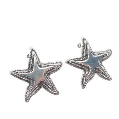 925 Sterling Silver Vintage Mexico Starfish Oxidized Earrings