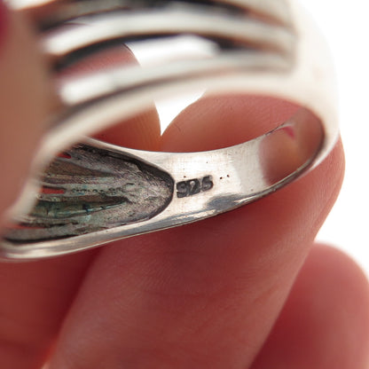 925 Sterling Silver Vintage Modernist Knot Oxidized Ring Size 8.5