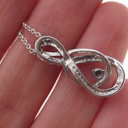 925 Sterling Silver Real Round-Cut Diamond Infinity Cable Chain Necklace 18"