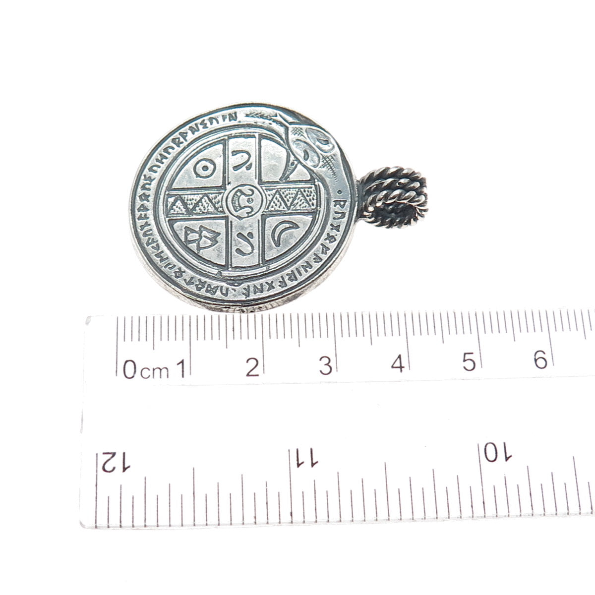 ALEN OLI 925 Sterling Silver Vintage Viking Snake Amulet Oxidized Pendant