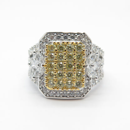 925 Sterling Silver Yellow & White C Z Ring Size 7
