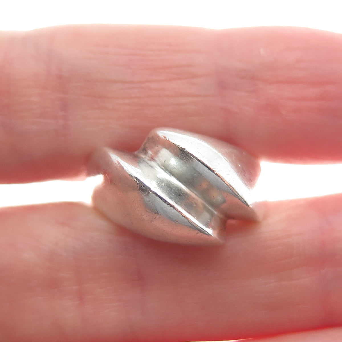 925 Sterling Silver Vintage Modernist Bypass Ring Size 7.25