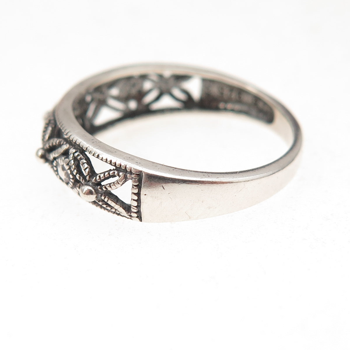 RJ Graziano 925 Sterling Silver Vintage Filigree Oxidized Ring Size 8