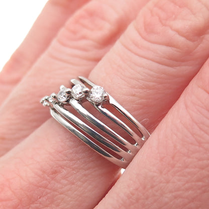 925 Sterling Silver Graduated Round-Cut C Z 5-Row Ring Size 7.25