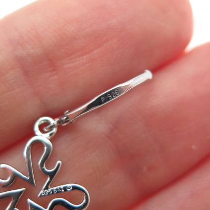 SAI 925 Sterling Silver Modernist Flower Dangle Earrings